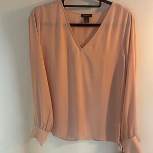 Halogen Pink Smoke V Neck Long Sleeve Blouse NWT